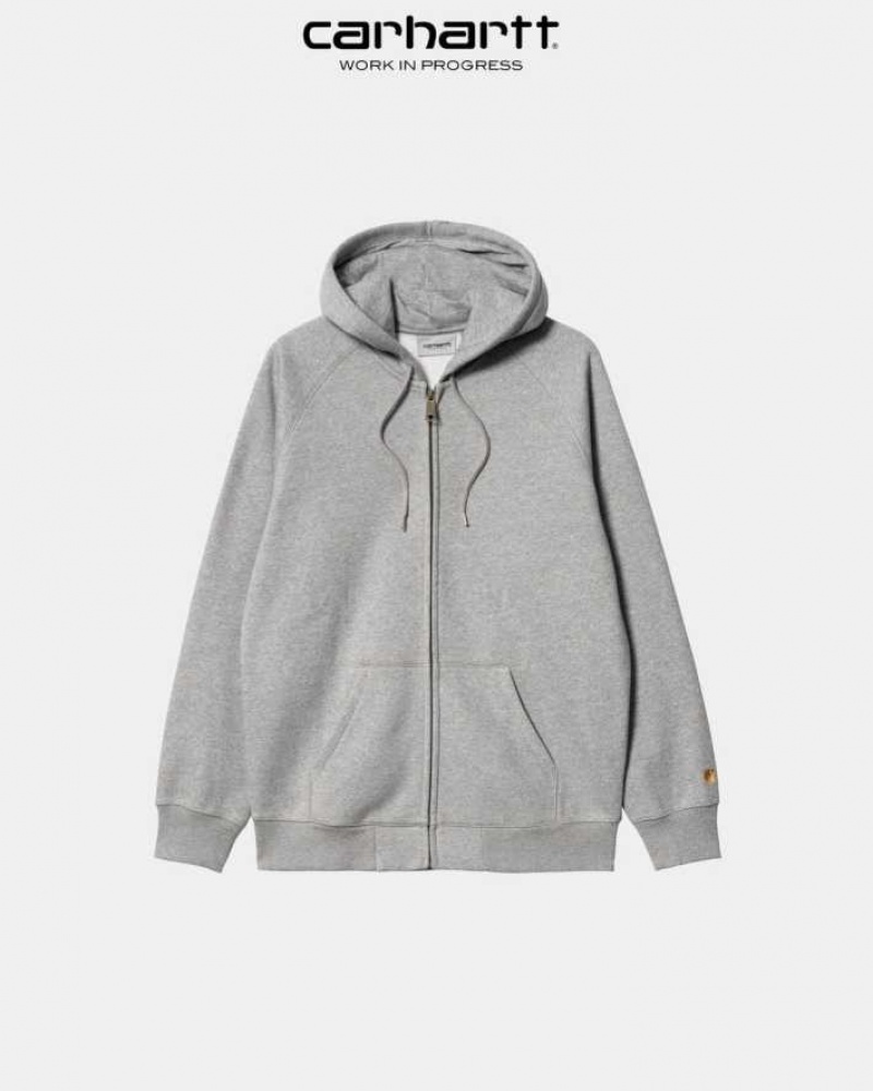 Grise Carhartt Wip Encapuchonné Chase Jacket - Danmark QAB-4439369