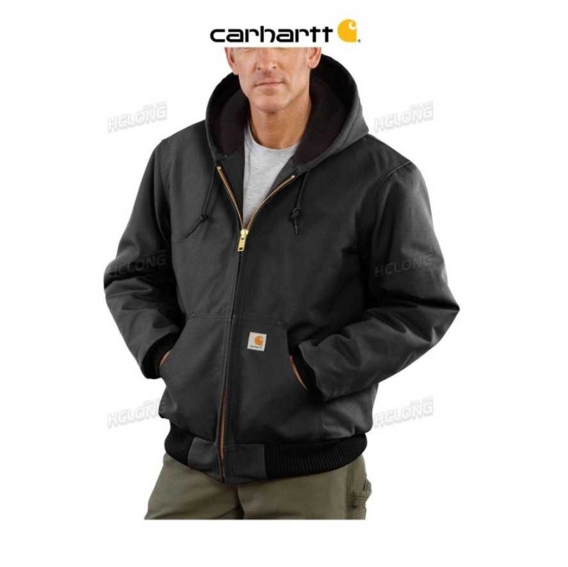 Noir Carhartt Loose Fit Firm Duck Insulated Flannel-Doublée Active Jac - Danmark LHO-9196244