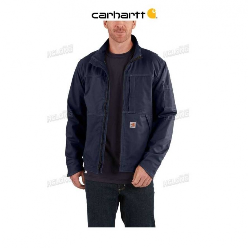 Bleu Marine Foncé Carhartt Flame-Resistant Full Swing Quick Duck Jacket Bleu Marine - Danmark LPB-6396592