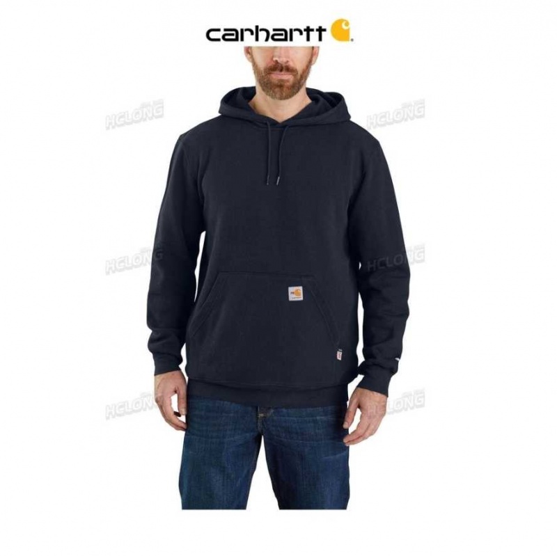 Bleu Marine Carhartt Flame-Resistant Force Loose Fit Midweight Encapuchonné Sweatshirt Bleu - Danmark KLU-9095704