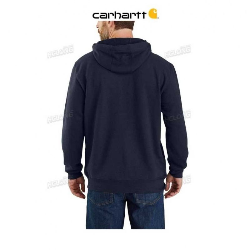 Bleu Marine Carhartt Flame-Resistant Force Loose Fit Midweight Encapuchonné Sweatshirt Bleu - Danmark KLU-9095704