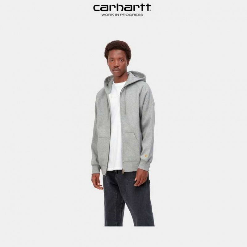 Grise Carhartt Wip Encapuchonné Chase Jacket - Danmark QAB-4439369