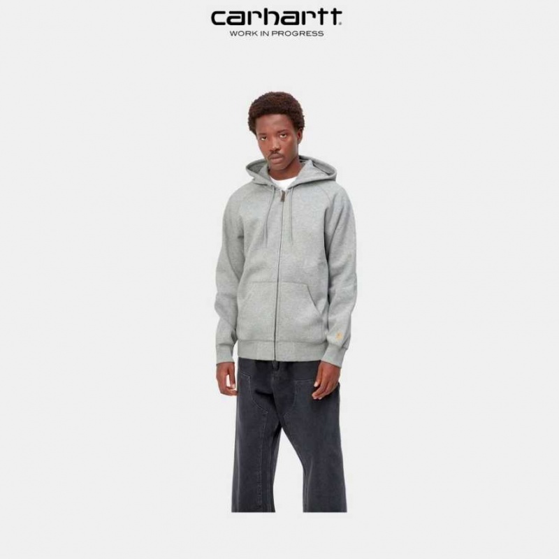 Grise Carhartt Wip Encapuchonné Chase Jacket - Danmark QAB-4439369