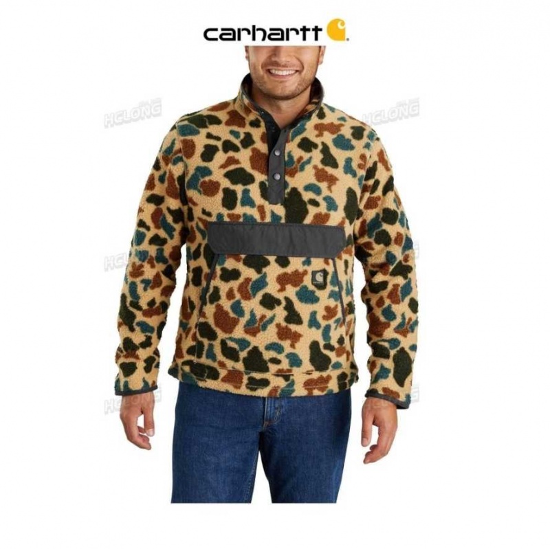 Camouflage Carhartt Relaxed Fit Fleece Snap Front Jacket - Danmark UOX-6577178