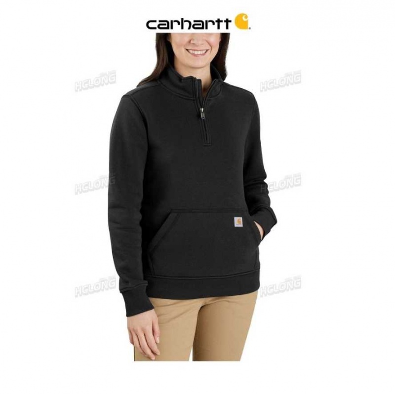 Noir Carhartt Relaxed Fit Midweight Quarter-Zip Mock-Neck Sweatshirt - Danmark OIS-5713445