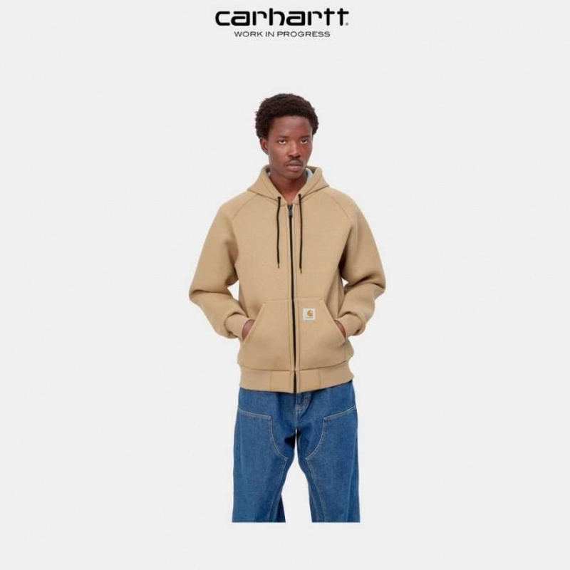 Marron Carhartt Wip Car-Lux Encapuchonné Jacket - Danmark RPY-9527595