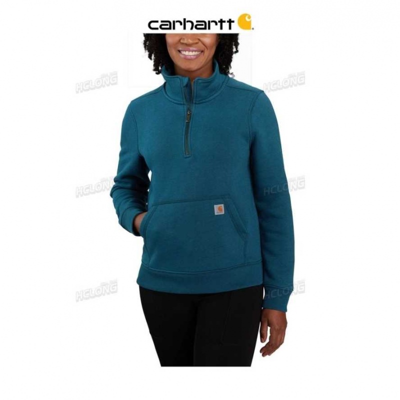 Bleu Carhartt Relaxed Fit Midweight Quarter-Zip Sweatshirt - Danmark OTB-4776906