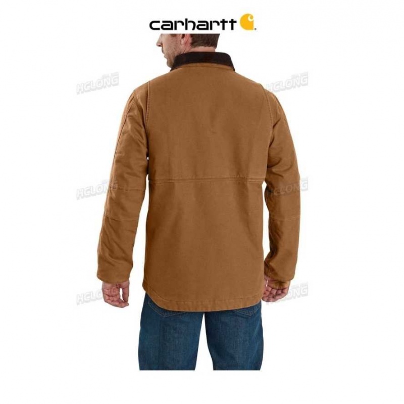 Marron Carhartt Full Swing Relaxed Fit Washed Duck Insulated Traditional Coat - Danmark KMQ-1105757