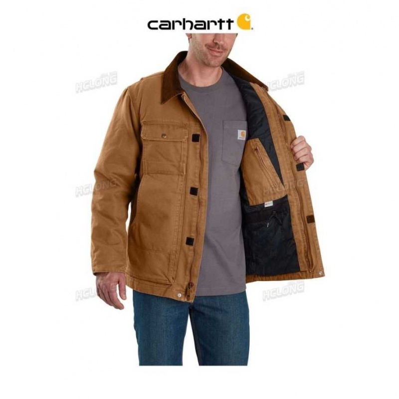 Marron Carhartt Full Swing Relaxed Fit Washed Duck Insulated Traditional Coat - Danmark KMQ-1105757