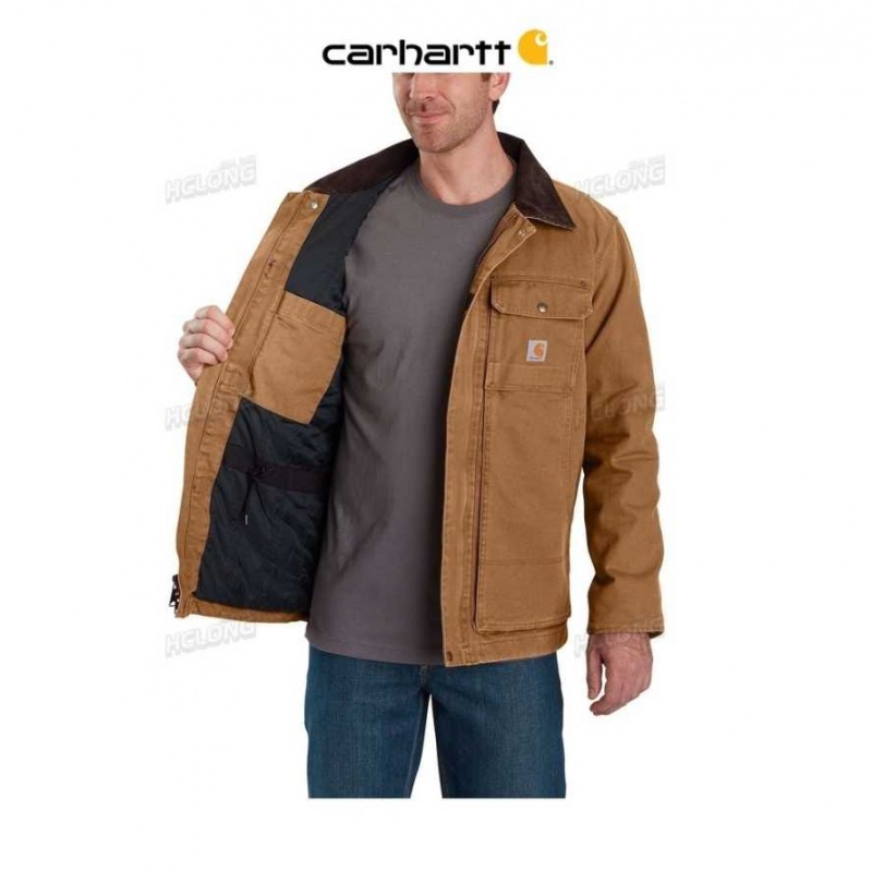 Marron Carhartt Full Swing Relaxed Fit Washed Duck Insulated Traditional Coat - Danmark KMQ-1105757