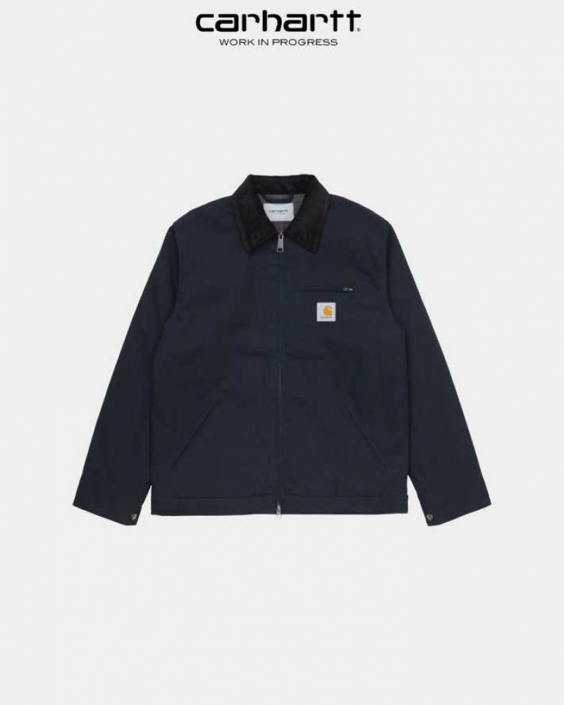 Bleu Marine Foncé Noir Carhartt Wip Detroit Jacket (D'hiver) Bleu Marine Foncé - Danmark KWD-4642980