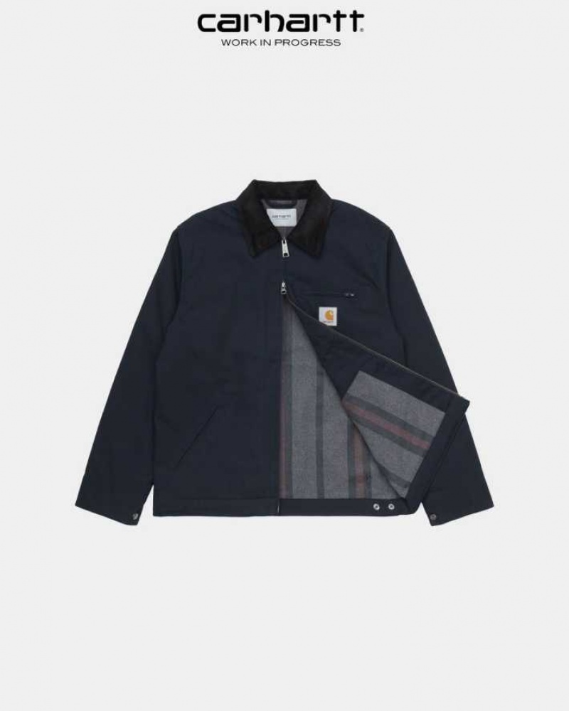 Bleu Marine Foncé Noir Carhartt Wip Detroit Jacket (D'hiver) Bleu Marine Foncé - Danmark KWD-4642980