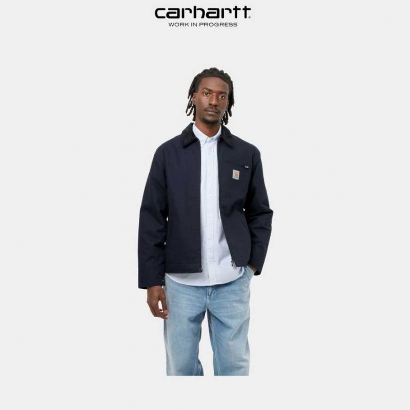 Bleu Marine Foncé Noir Carhartt Wip Detroit Jacket (D'hiver) Bleu Marine Foncé - Danmark KWD-4642980