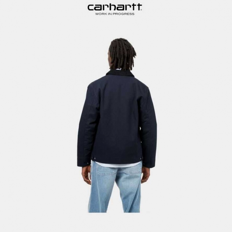 Bleu Marine Foncé Noir Carhartt Wip Detroit Jacket (D'hiver) Bleu Marine Foncé - Danmark KWD-4642980