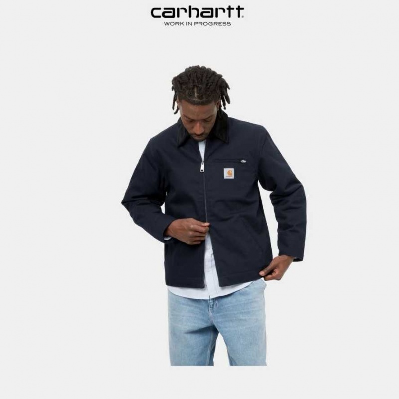 Bleu Marine Foncé Noir Carhartt Wip Detroit Jacket (D'hiver) Bleu Marine Foncé - Danmark KWD-4642980