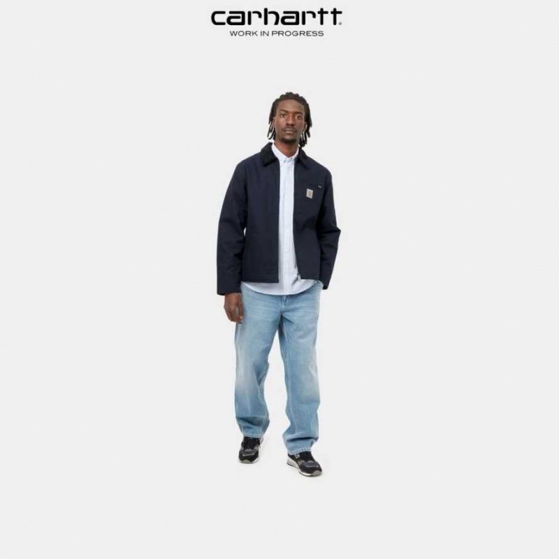 Bleu Marine Foncé Noir Carhartt Wip Detroit Jacket (D'hiver) Bleu Marine Foncé - Danmark KWD-4642980