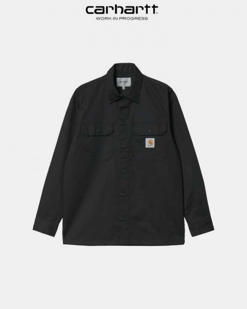 Noir Carhartt Wip Master Shirt - Danmark FGU-8463472