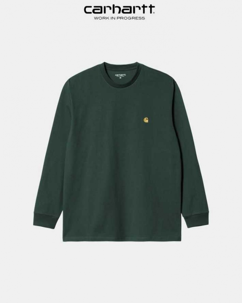 Juniper Carhartt Wip Chase Long Sleeve T-Shirt - Danmark QPX-8702055