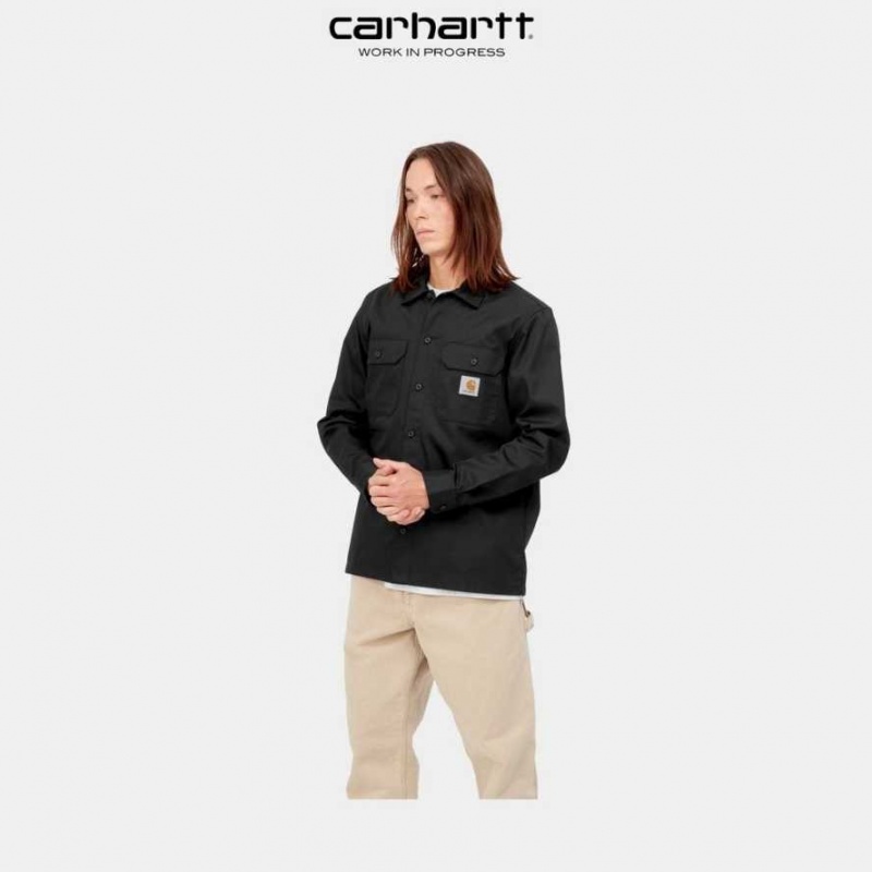 Noir Carhartt Wip Master Shirt - Danmark FGU-8463472