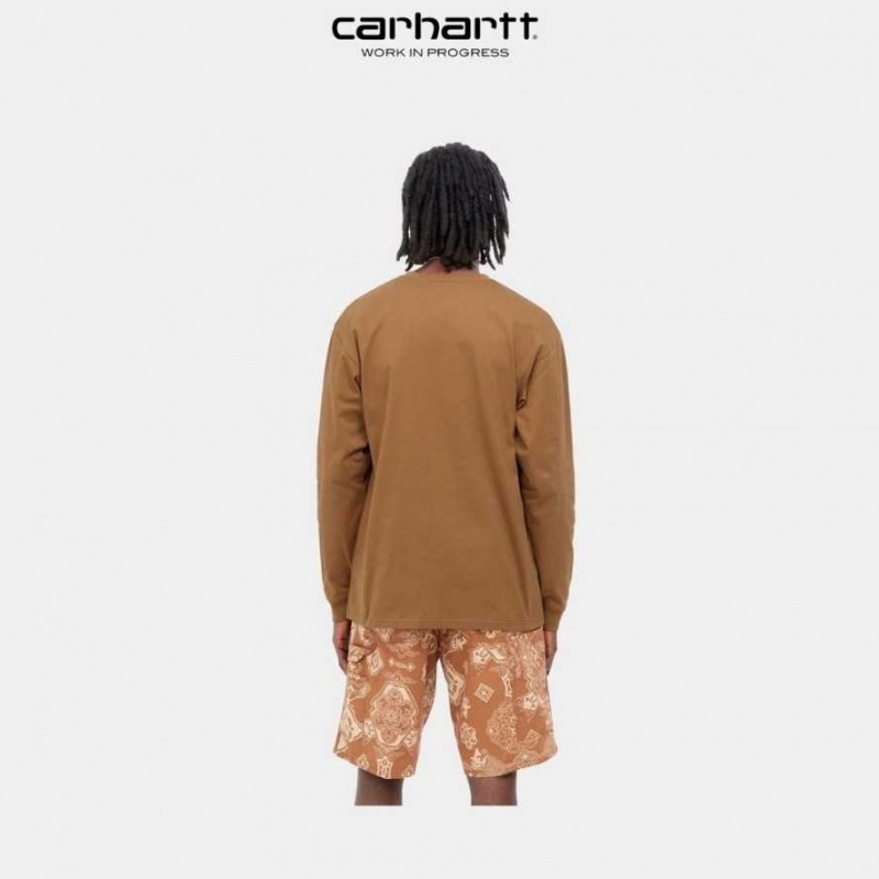 Marron Carhartt Wip Chase Long Sleeve T-Shirt - Danmark VLH-7119709