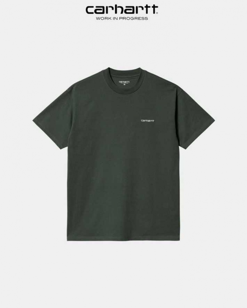 Boxwood Carhartt Wip Script Embroidery T-Shirt - Danmark IRZ-7029112