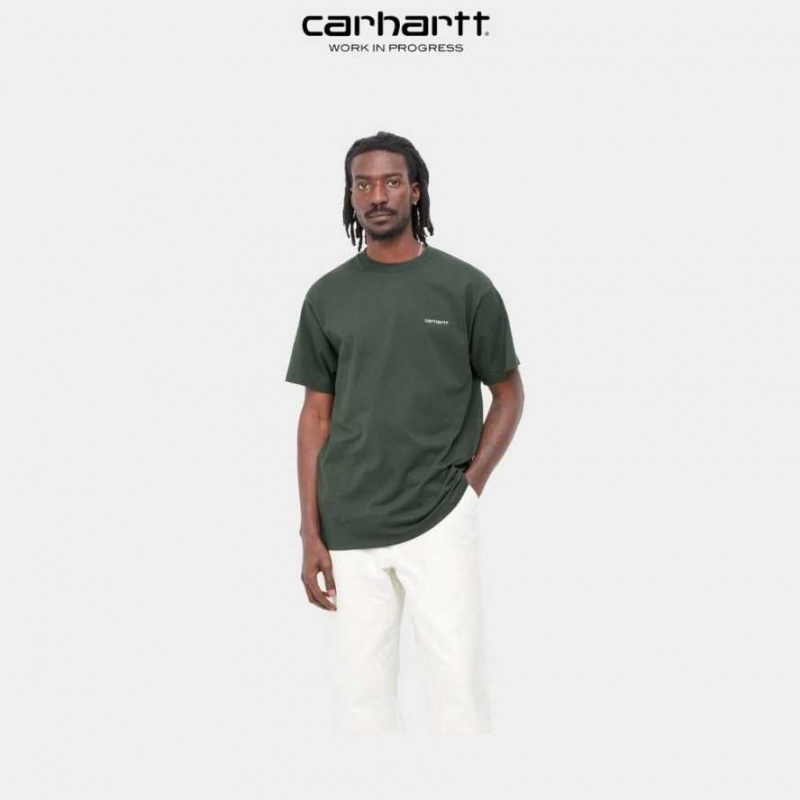 Boxwood Carhartt Wip Script Embroidery T-Shirt - Danmark IRZ-7029112