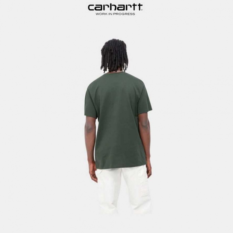 Boxwood Carhartt Wip Script Embroidery T-Shirt - Danmark IRZ-7029112