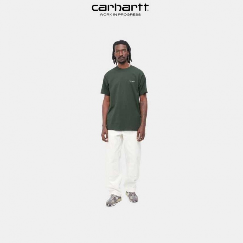 Boxwood Carhartt Wip Script Embroidery T-Shirt - Danmark IRZ-7029112