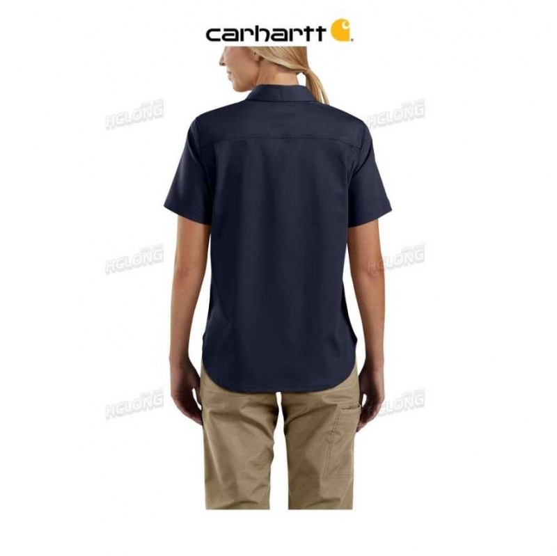 Bleu Marine Carhartt Rugged Professional Series Relaxed Fit Tela Corta Sleeve Travail Shirt Bleu - Danmark TQC-6064897