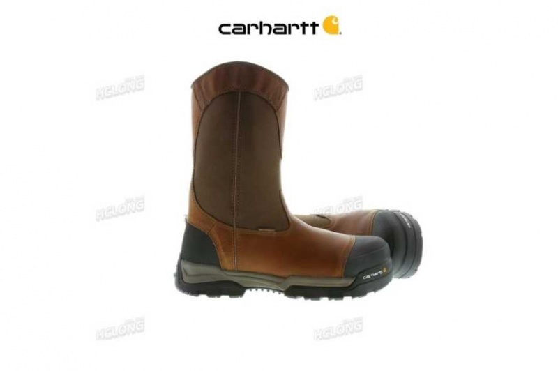 PEANUT OIL TAN LEATHER Carhartt Ground Force 10-Inch Composite Embout Wellington Boot PEANUT OIL TAN - Danmark LPA-1229285