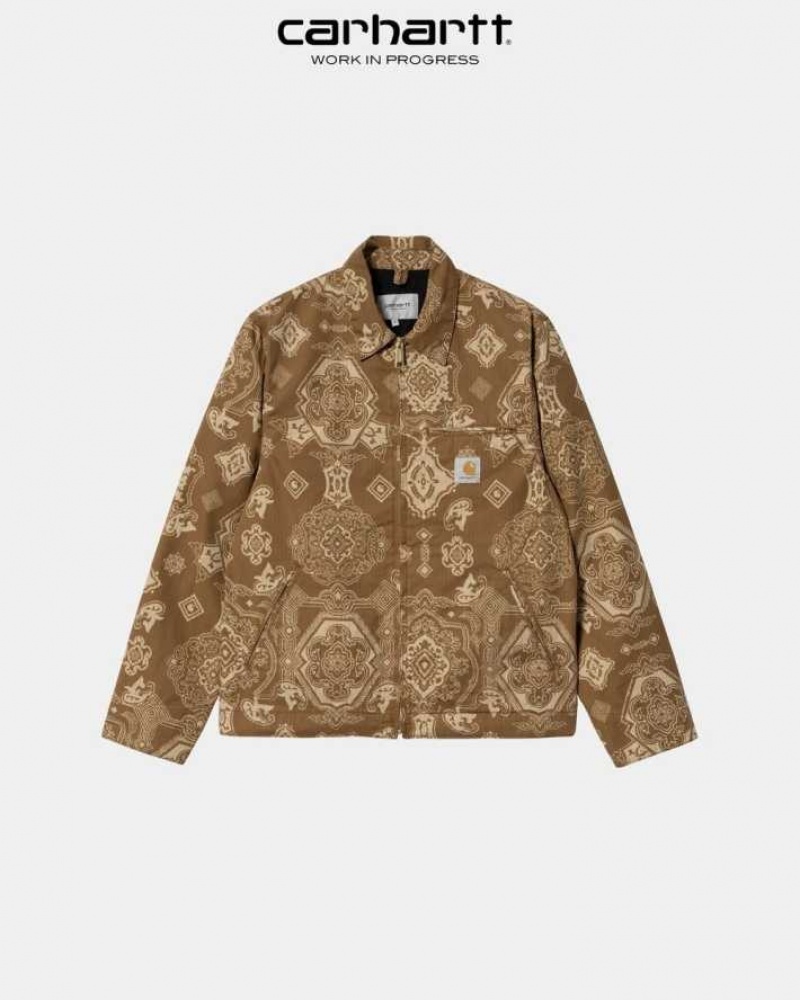 Marron Carhartt Wip Detroit Verse Print Jacket - Danmark GFN-8200050