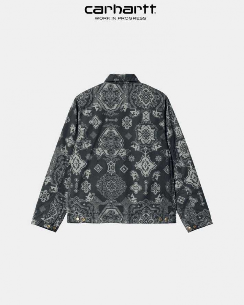 Noir Carhartt Wip Detroit Verse Print Jacket - Danmark INQ-8584950