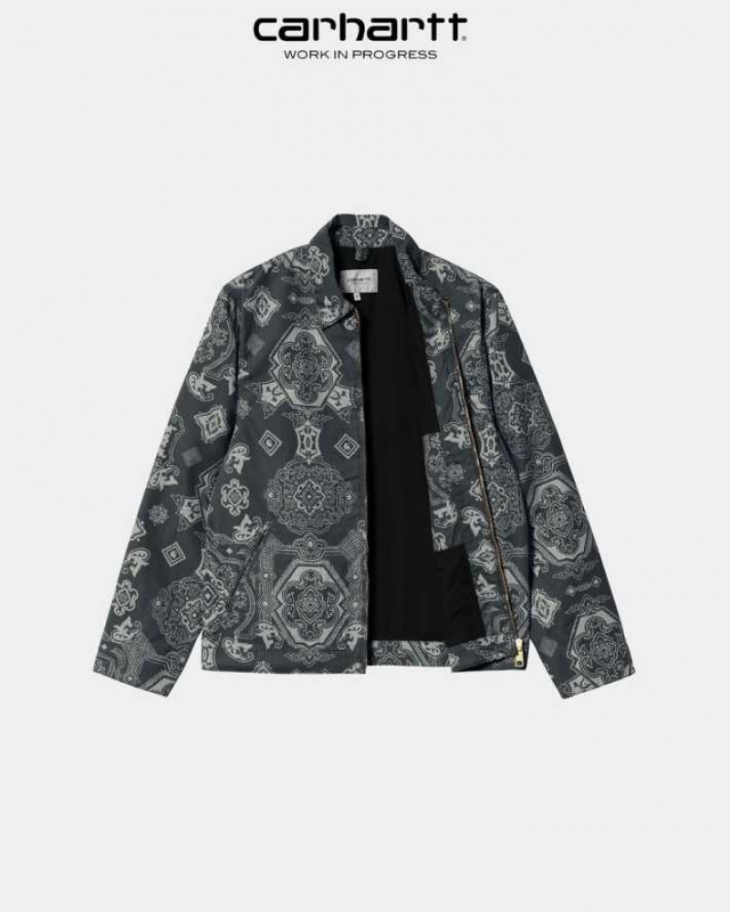 Noir Carhartt Wip Detroit Verse Print Jacket - Danmark INQ-8584950