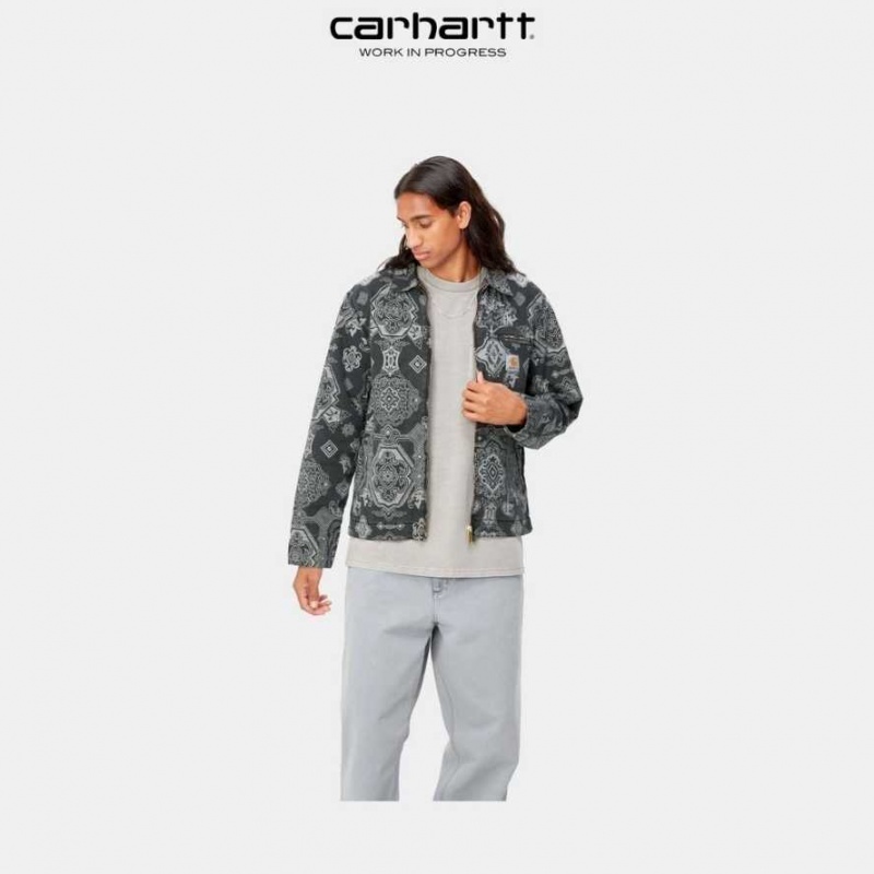 Noir Carhartt Wip Detroit Verse Print Jacket - Danmark INQ-8584950