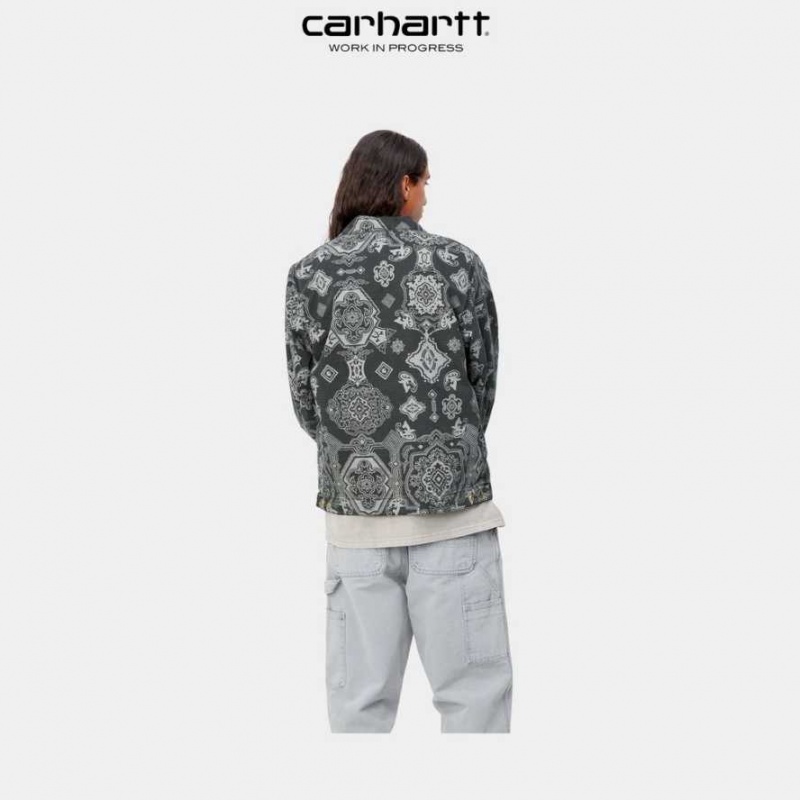 Noir Carhartt Wip Detroit Verse Print Jacket - Danmark INQ-8584950