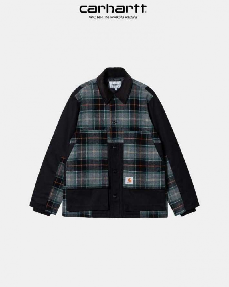 Noir Carhartt Wip Highland Barron Check Jacket - Danmark UXR-6785304