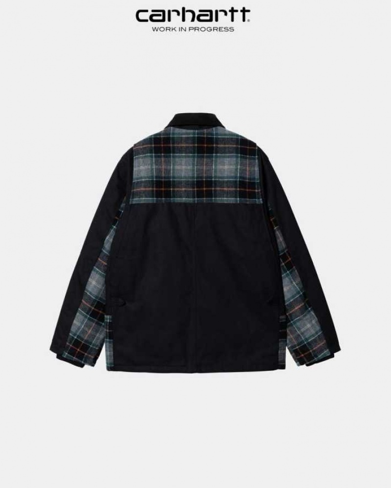 Noir Carhartt Wip Highland Barron Check Jacket - Danmark UXR-6785304