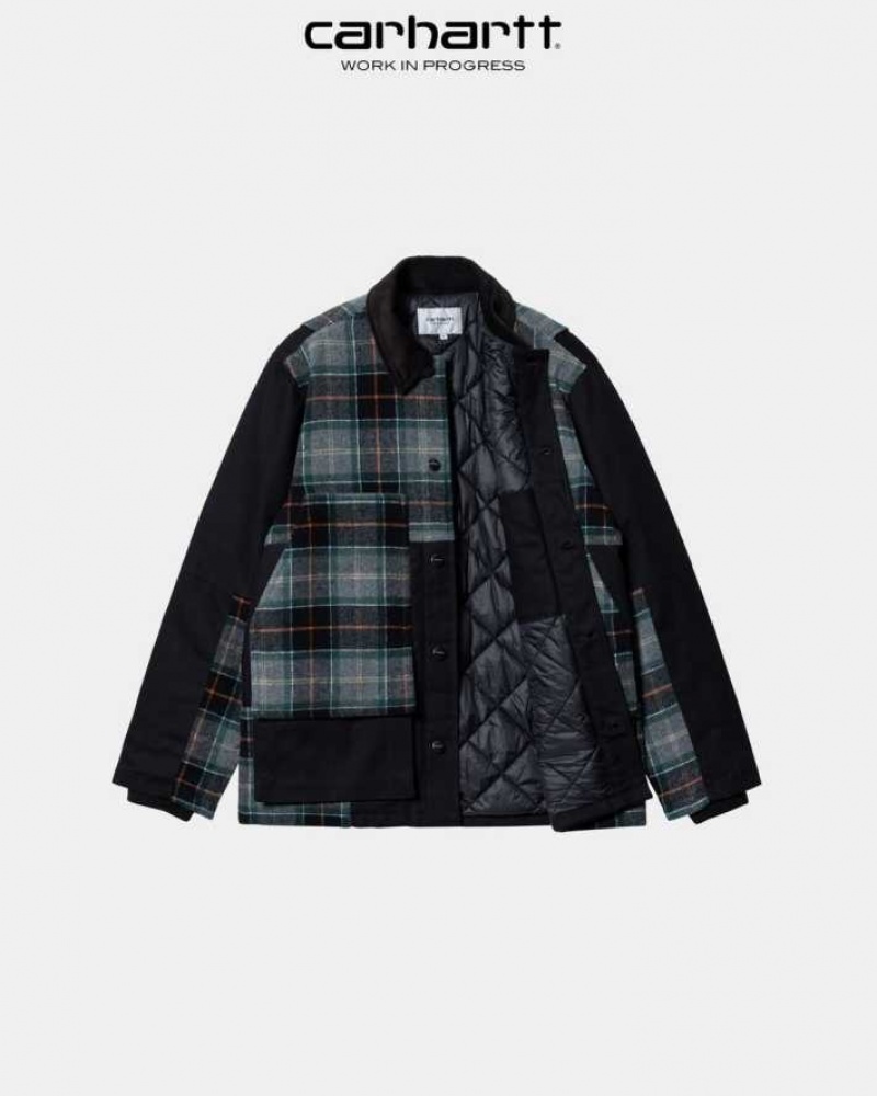 Noir Carhartt Wip Highland Barron Check Jacket - Danmark UXR-6785304