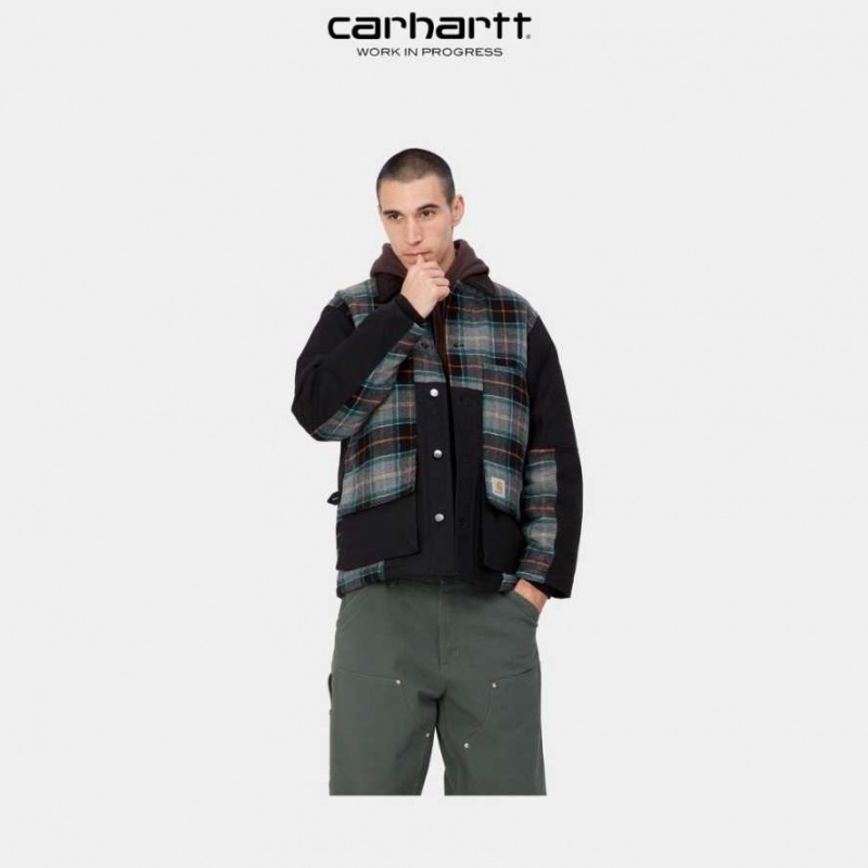 Noir Carhartt Wip Highland Barron Check Jacket - Danmark UXR-6785304