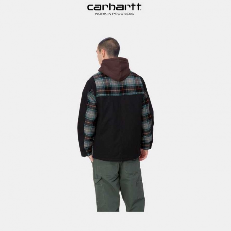 Noir Carhartt Wip Highland Barron Check Jacket - Danmark UXR-6785304