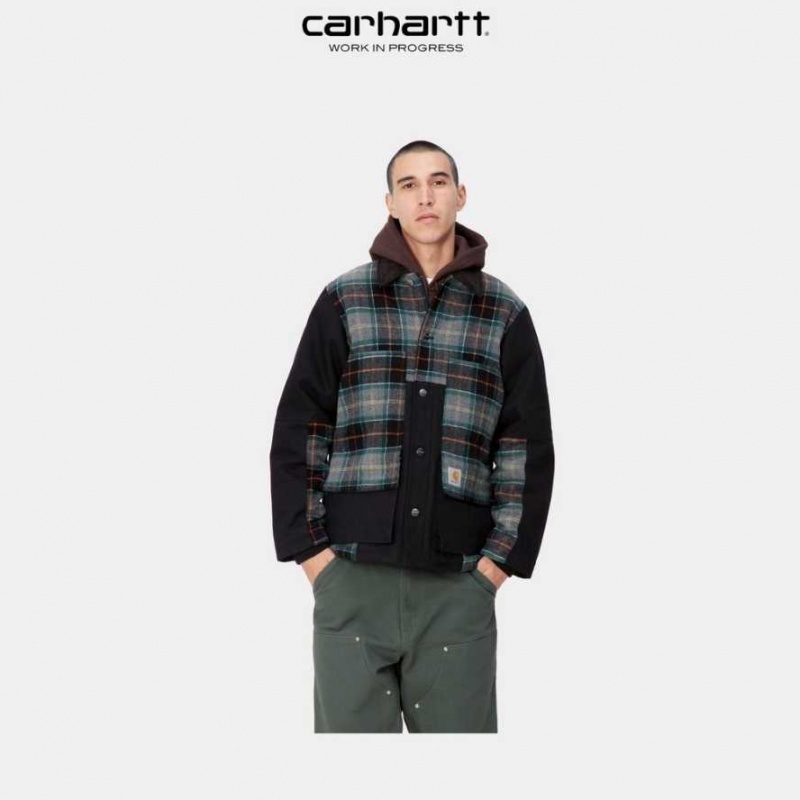 Noir Carhartt Wip Highland Barron Check Jacket - Danmark UXR-6785304