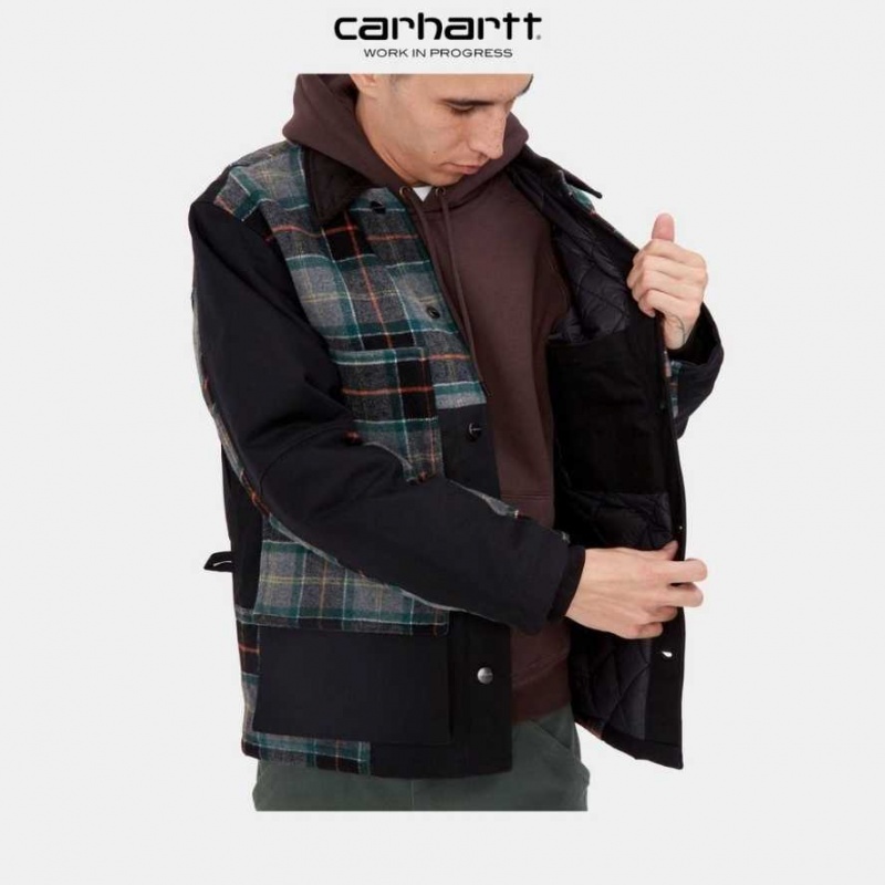 Noir Carhartt Wip Highland Barron Check Jacket - Danmark UXR-6785304