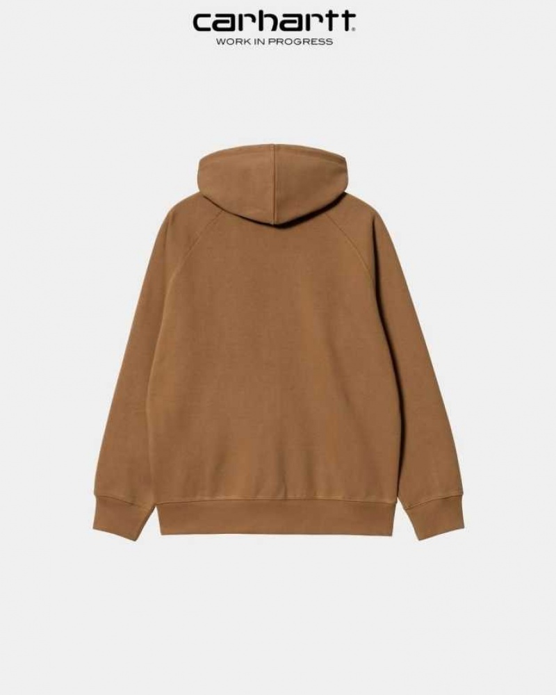 Marron Carhartt Wip Encapuchonné Chase Jacket - Danmark FLC-2365109