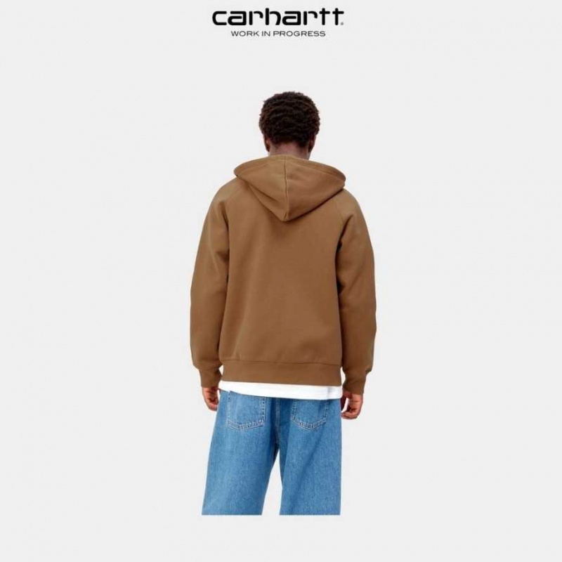 Marron Carhartt Wip Encapuchonné Chase Jacket - Danmark FLC-2365109