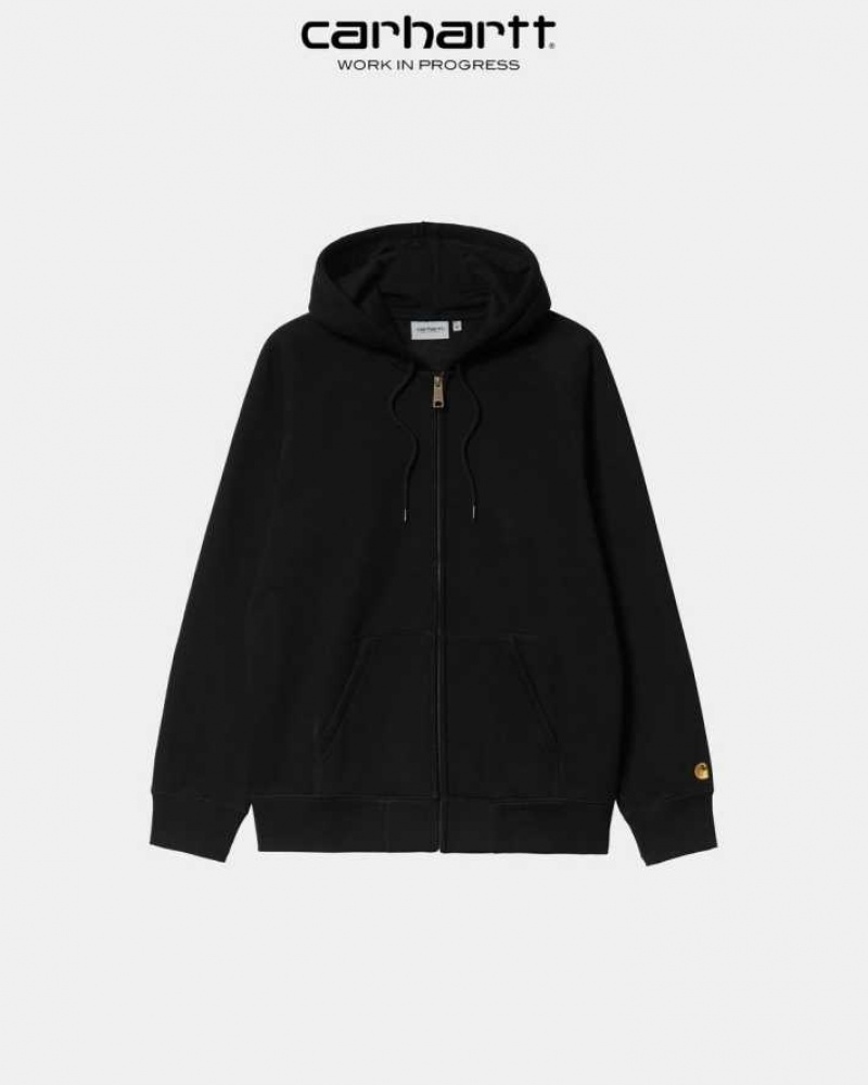 Noir Carhartt Wip Encapuchonné Chase Jacket - Danmark YMD-6451602