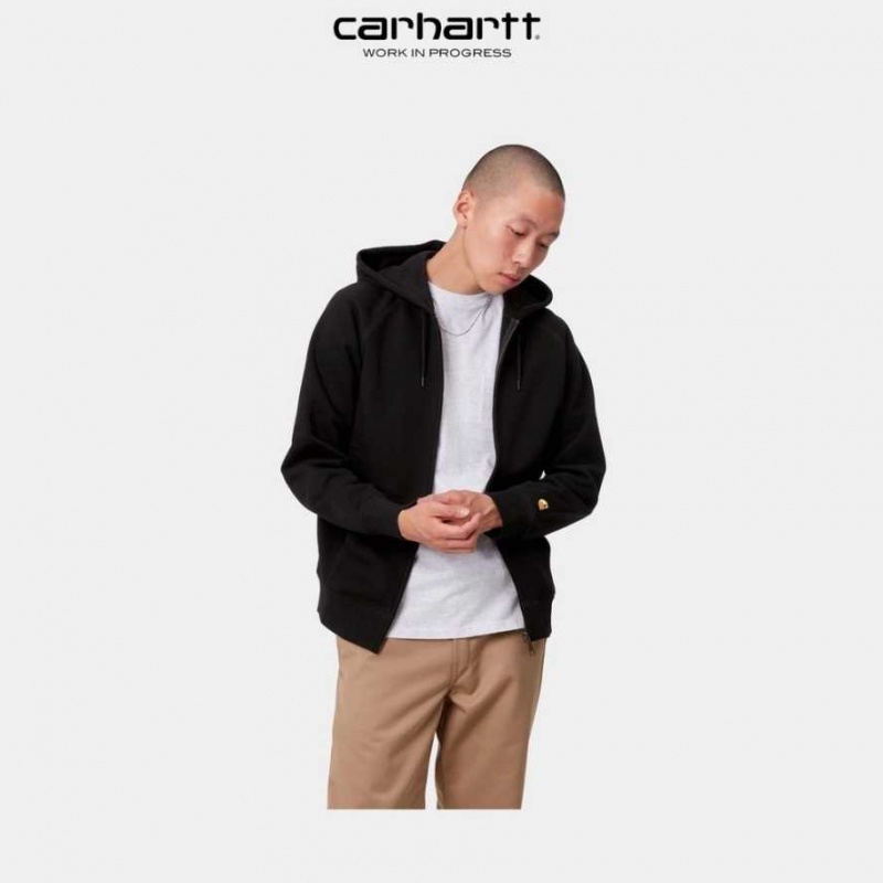 Noir Carhartt Wip Encapuchonné Chase Jacket - Danmark YMD-6451602