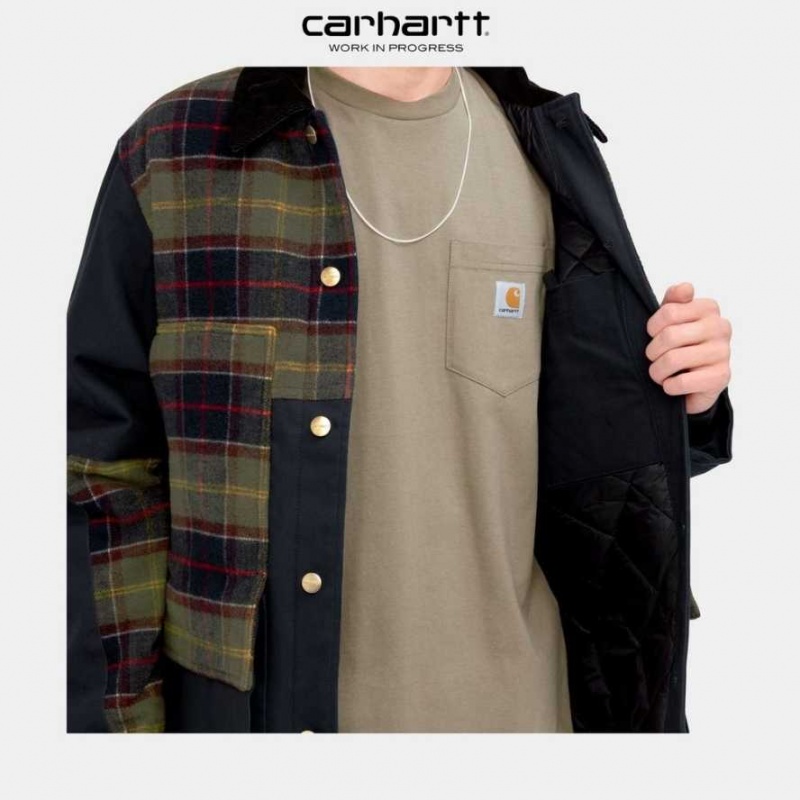 Bleu Marine Foncé Carhartt Wip Highland Barron Check Jacket Bleu Marine - Danmark WPG-1241689