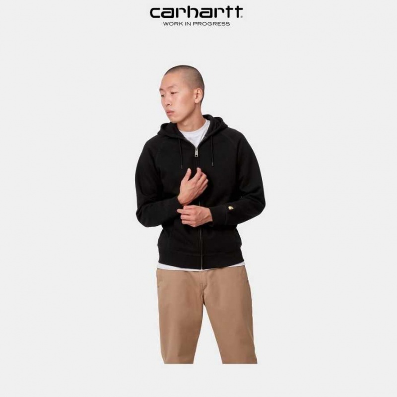 Noir Carhartt Wip Encapuchonné Chase Jacket - Danmark YMD-6451602