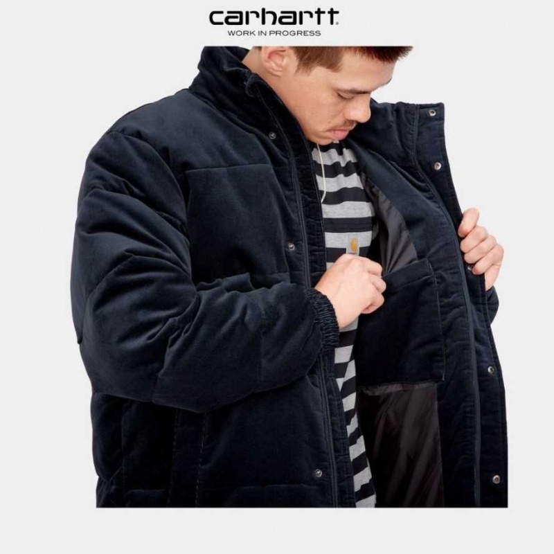 Bleu Marine Foncé Carhartt Wip Layton Jacket Bleu Marine - Danmark PCM-8797591