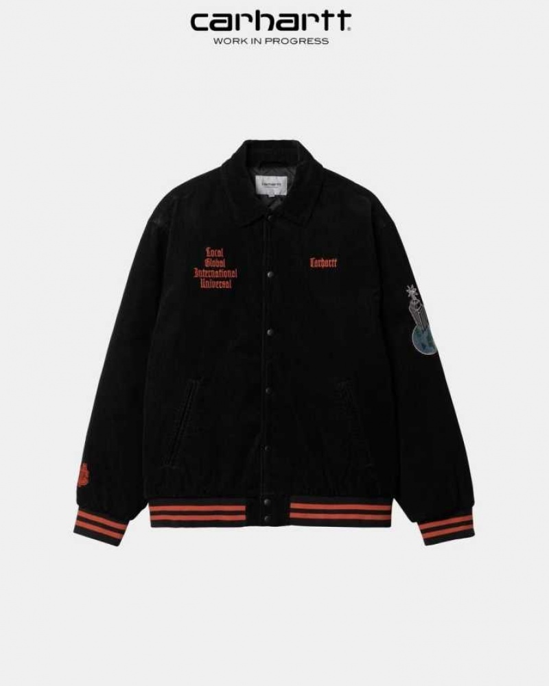 Noir Carhartt Wip Letterman Jacket - Danmark TDF-8002891